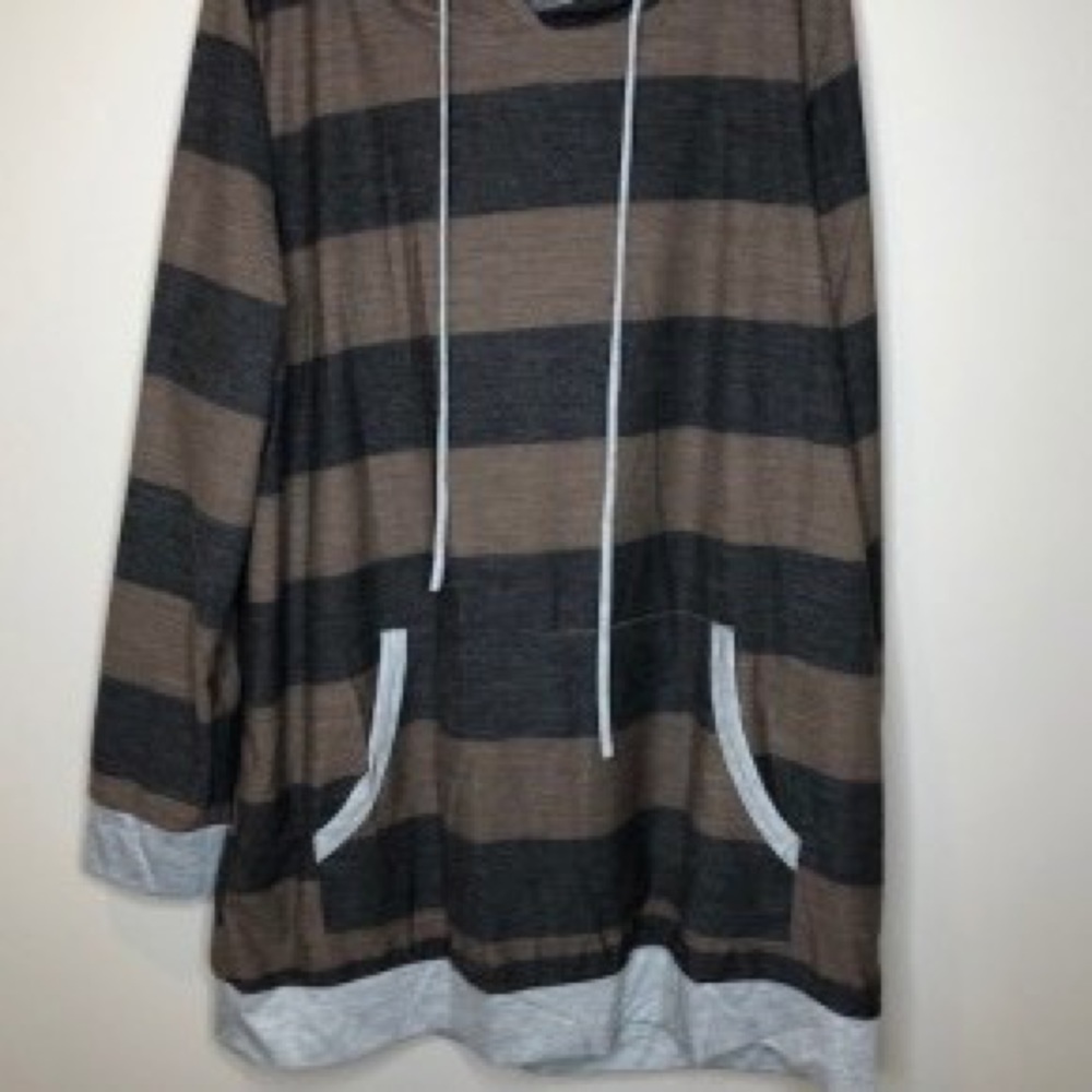 Stripped Hooded Tunic Top